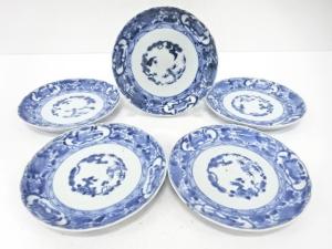 古伊万里　染付　松竹梅　六寸皿　5客揃